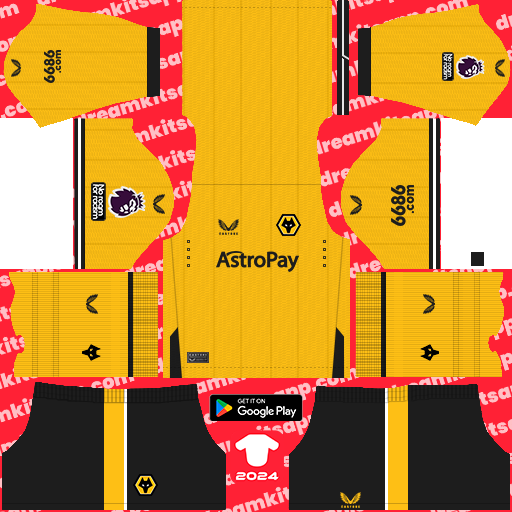 Kit Wolverhampton Wanderers / Premier League 2023-2024 Dream League Soccer