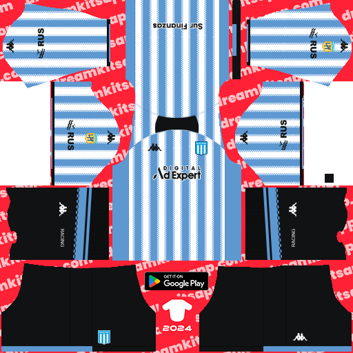 Racing Club Kit Liga Argentina 2024 DLS 2019 DREAM KITS