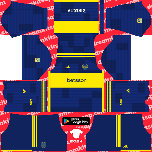 Kit CA Boca Juniors / Liga Argentina 2024 Dream League Soccer