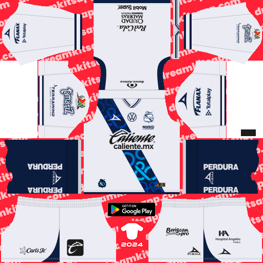 Kit Club Puebla / Liga MX 2024-2025 Dream League Soccer